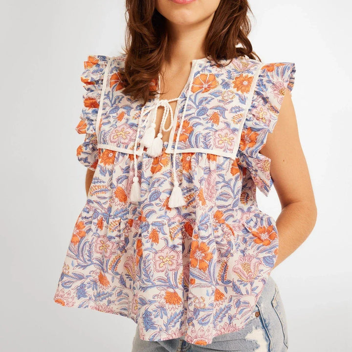 Duttini | Paisley Tassel Ruffle Blouse