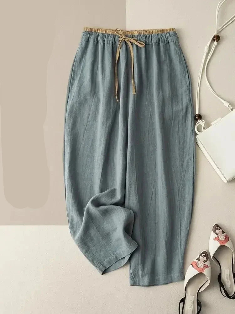 Duttini | Chambray Linen Tapered Pant for Women
