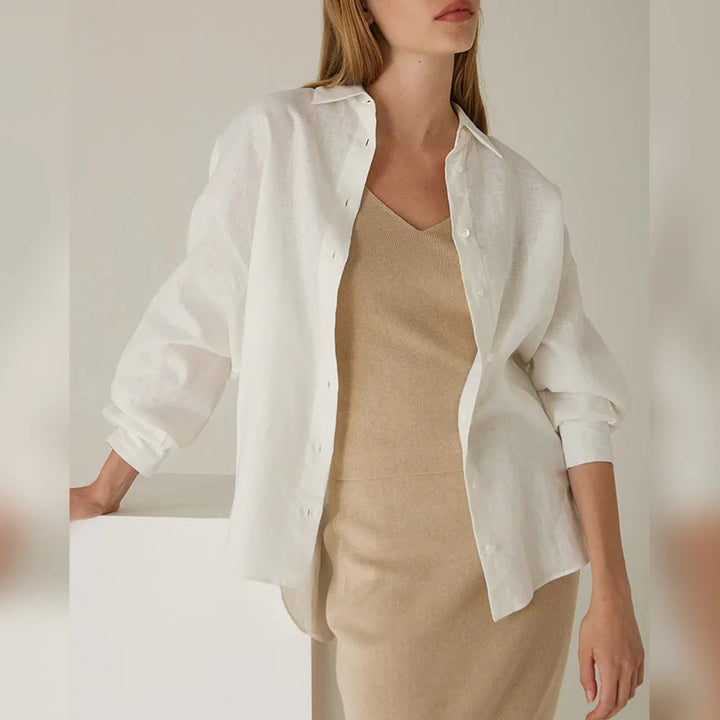 Duttini | Linen Shirt for Women with Slit Hem