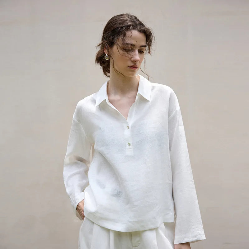 Duttini | Linen Pullover for Men with Polo Collar