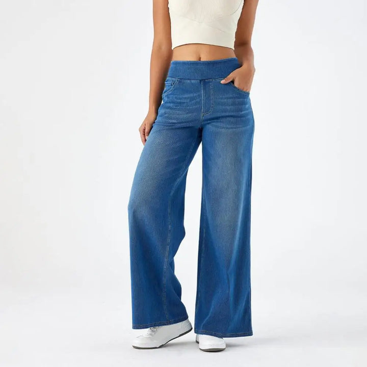 Duttini | Pull-On Wide Leg Jean for Women in Denim Blue