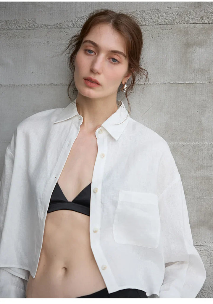 Duttini | Cropped Linen Overshirt for Women