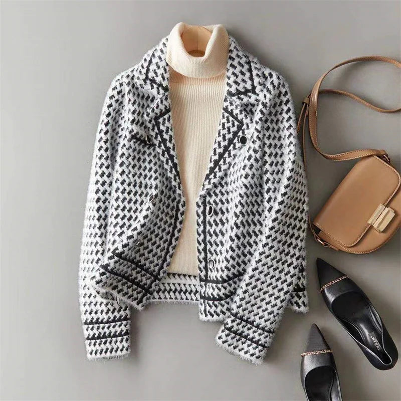 Duttini | Houndstooth Knit Jacket