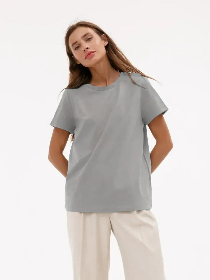Duttini | Cotton Tee for Women in White, Casual Fit