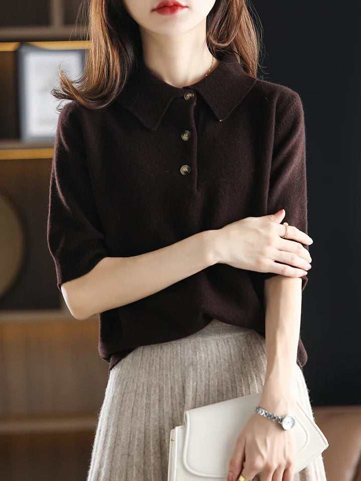 Duttini | Wool Polo Sweater for Women in Classic Fit, Navy