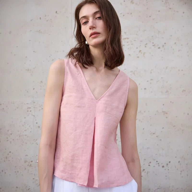 Duttini | Linen Reversible Vest for Men in Chambray