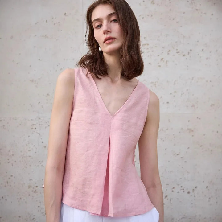 Duttini | Linen Reversible Vest for Men in Chambray