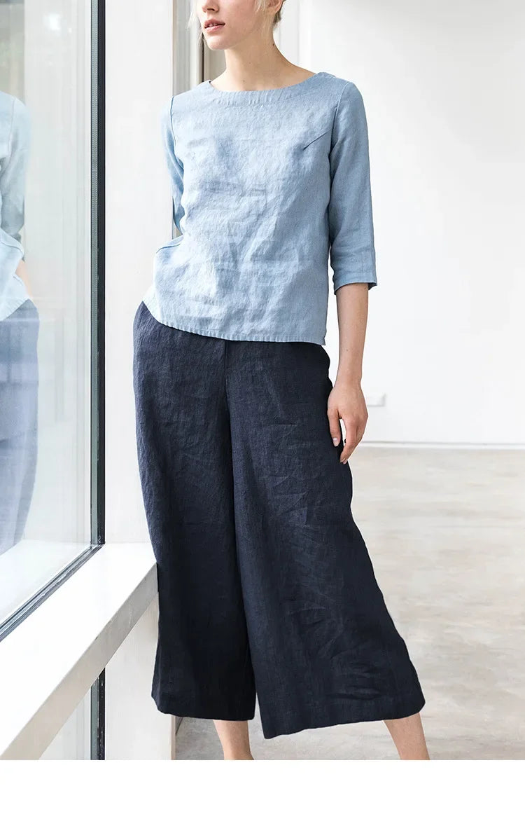 Duttini | Wide Leg Linen Pant for Women in Natural