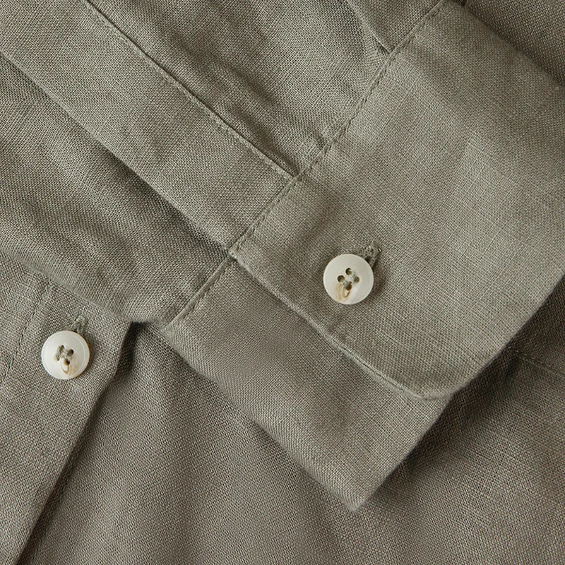 Duttini | Cropped Long Sleeve Linen Shirt for Women in White