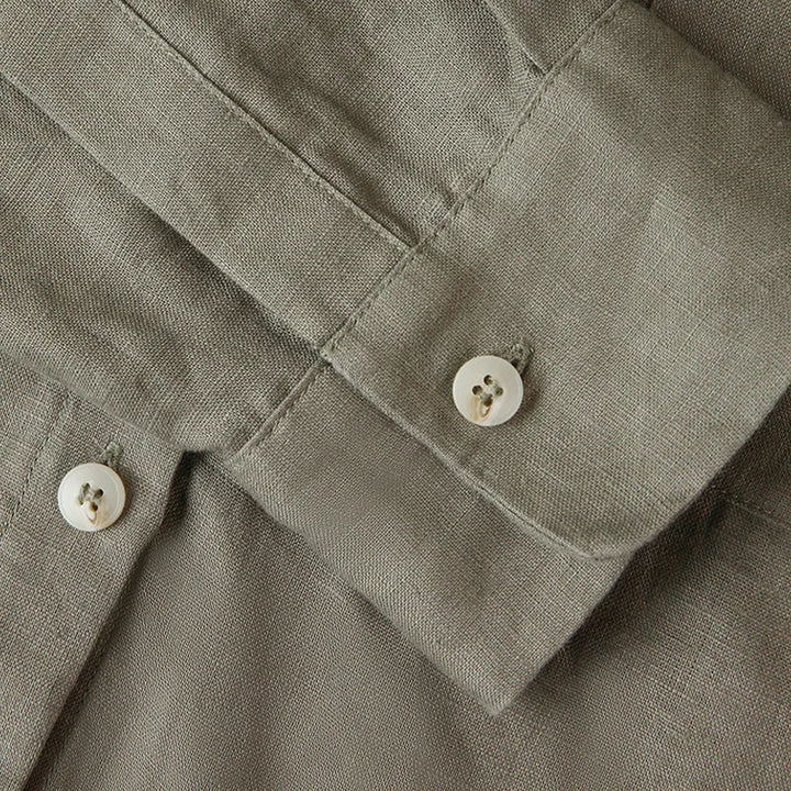 Duttini | Cropped Long Sleeve Linen Shirt for Women in White