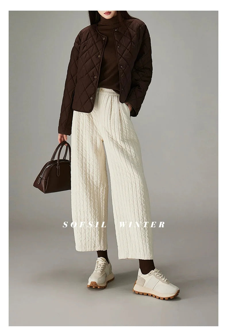 Duttini | Cotton Wide-Leg Pants for Women in Beige