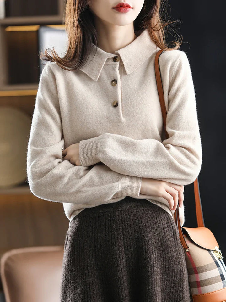 Duttini | Wool Polo Sweater for Women in Classic Fit, Navy