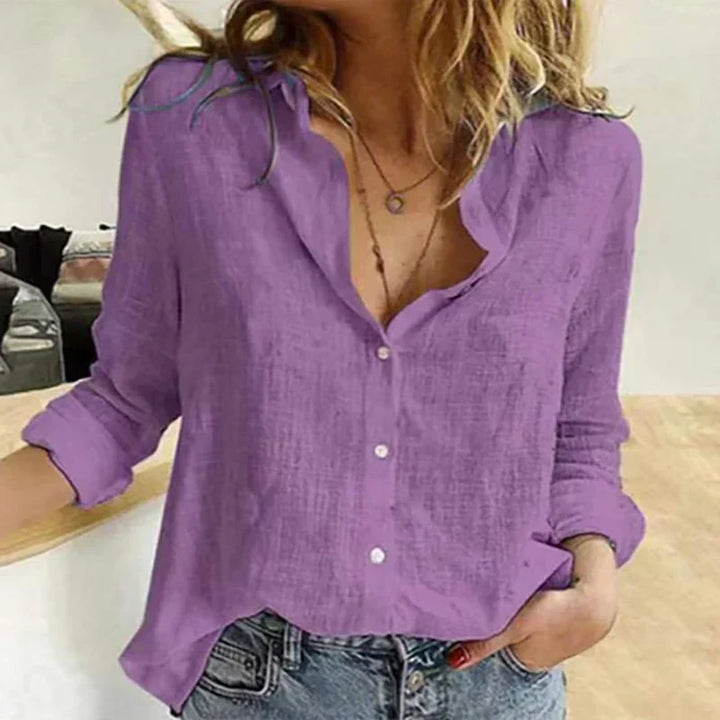 Duttini | Elegant Button-Down Shirt Long Sleeve Bird Print Blouse