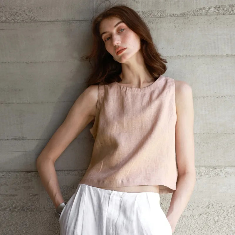 Duttini | Reversible Linen Crop Top for Women