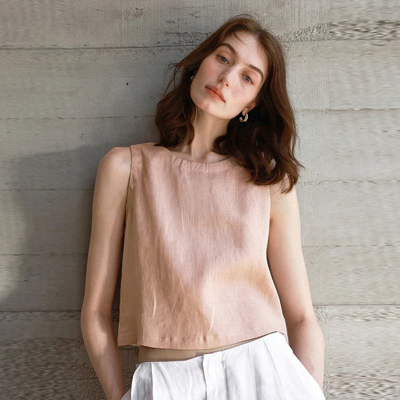 Duttini | Reversible Linen Crop Top for Women