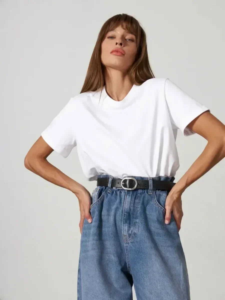 Duttini | Cotton Tee for Women in White, Casual Fit