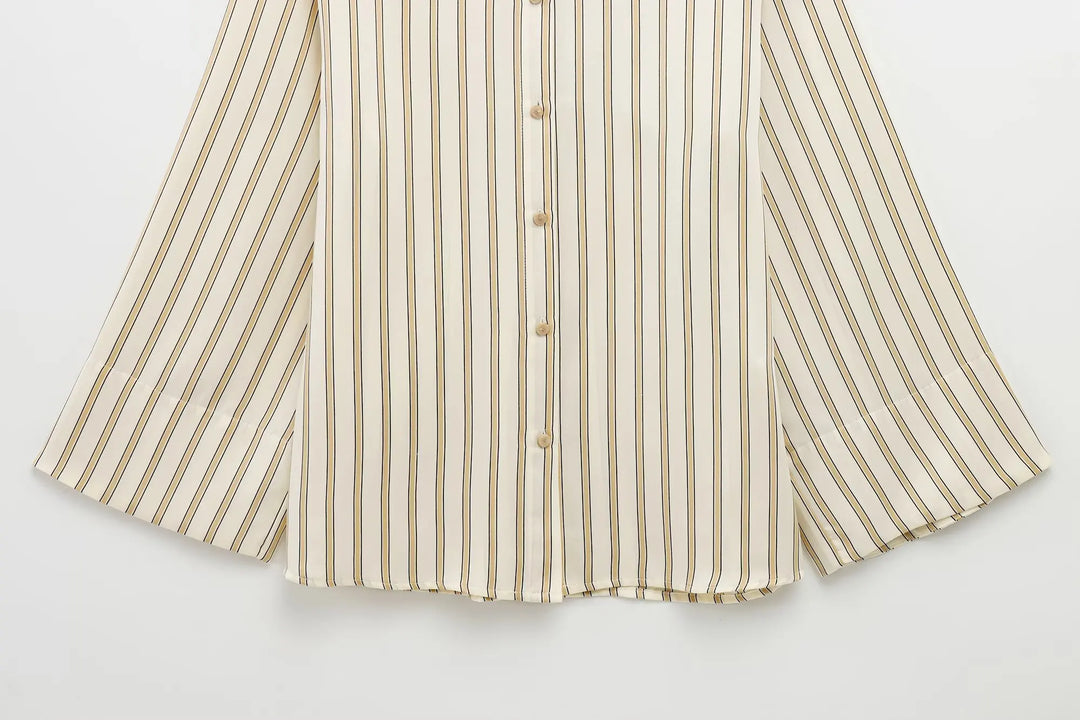 Duttini | Striped Button-Up Blouse for Women in Cotton Blend