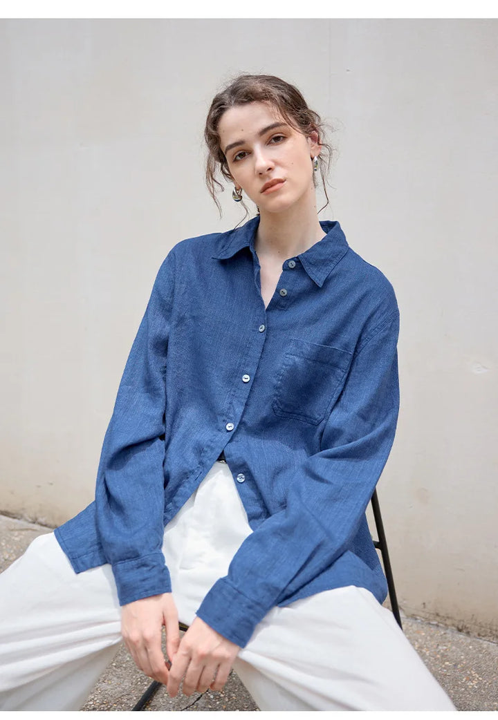 Duttini | Linen Everyday Shirt for Men in Indigo