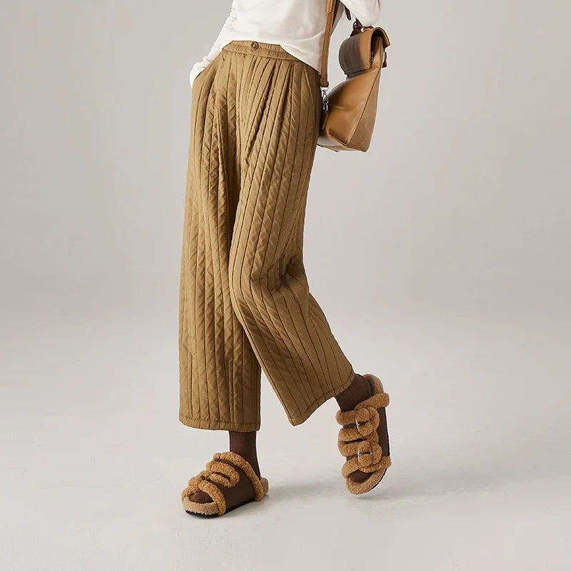 Duttini | Cotton Wide-Leg Pants for Women in Beige