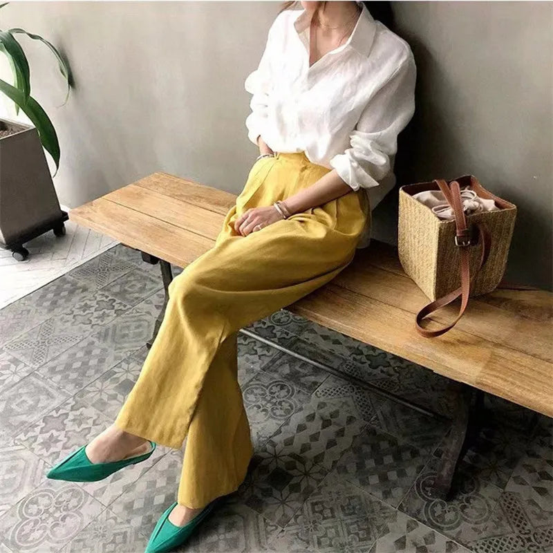 Duttini | Soft Linen Open Collar Shirt