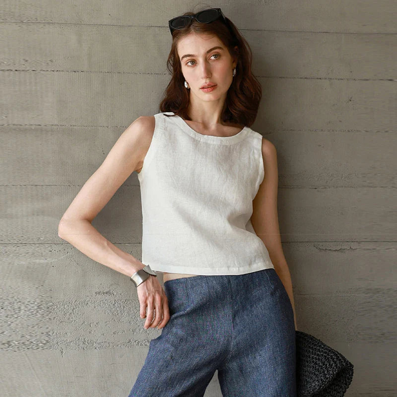 Duttini | Reversible Linen Crop Top for Women