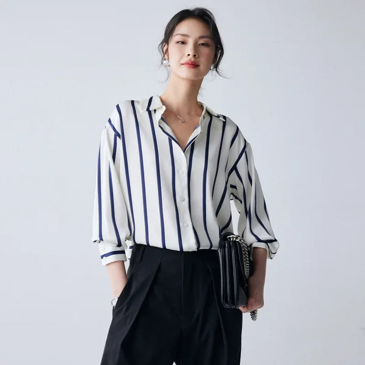Duttini | Stripe Satin Blouse for Women