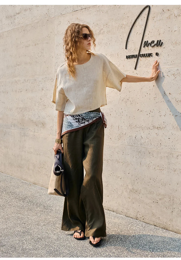 Duttini | Flared Sleeve Linen Pullover for Women