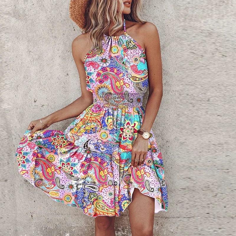 Duttini | Statement Halter Lace Flowy Draped Dress in a Flattering Cut