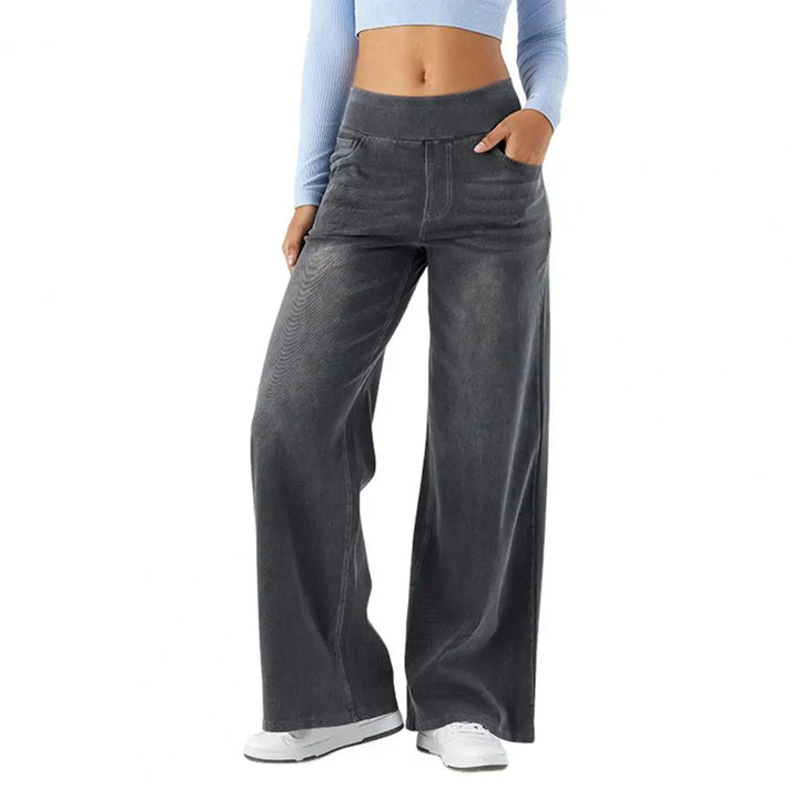Duttini | Pull-On Wide Leg Jean for Women in Denim Blue