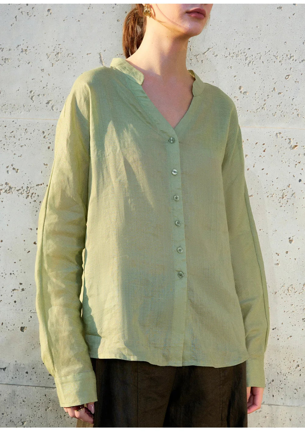 Duttini | Linen V-Neck Shirt for Women