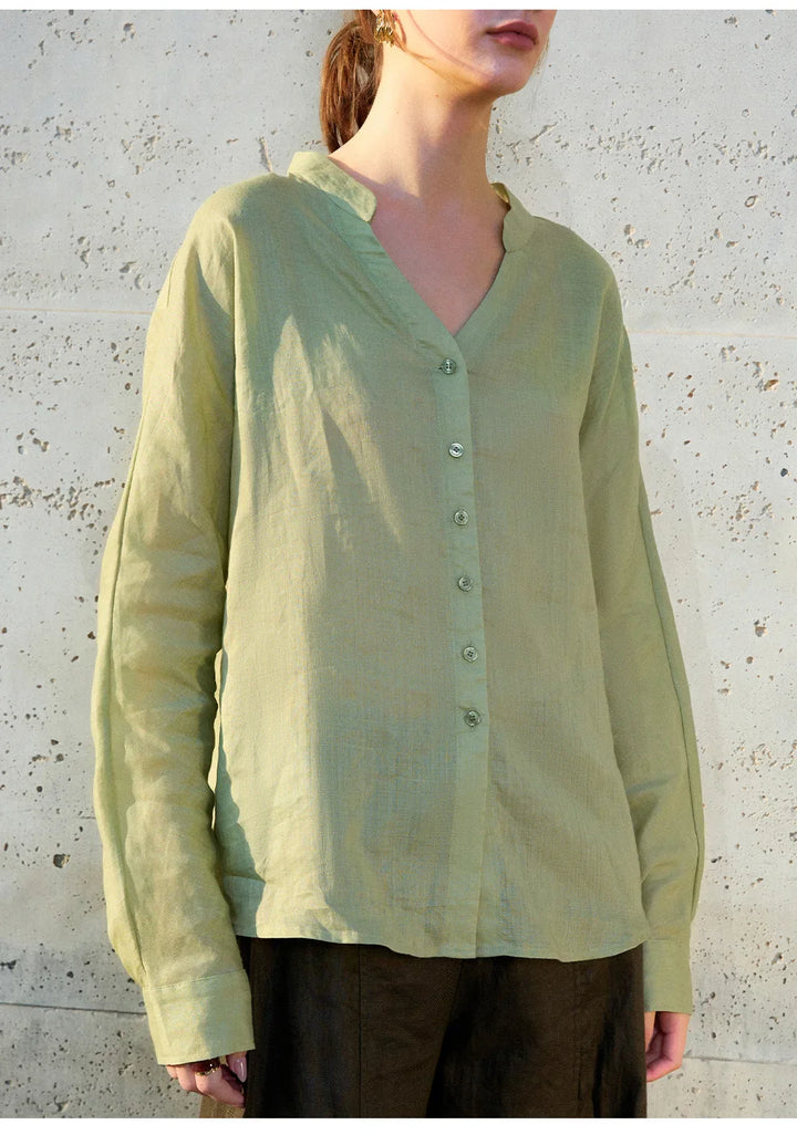 Duttini | Linen V-Neck Shirt for Women
