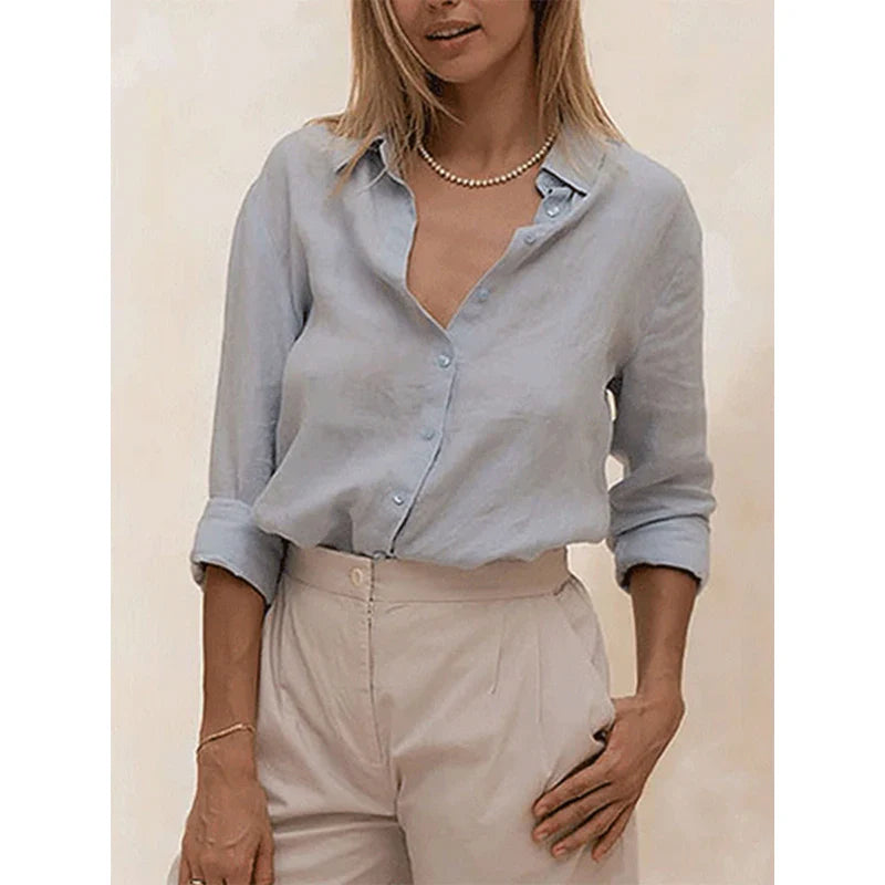 Duttini | Linen Blouse for Women in White