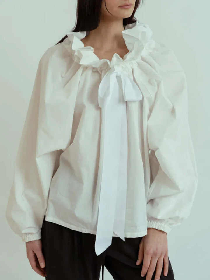 Duttini | Puffed Cotton Blouse for Women in White