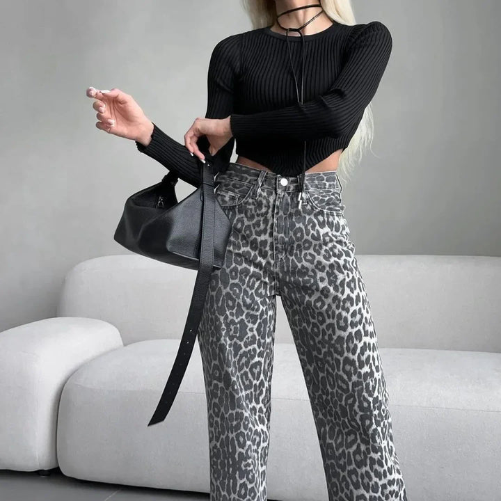 Duttini | Leopard Straight Jeans