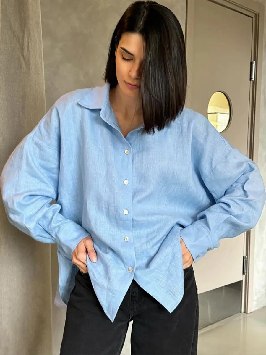 Duttini | Cotton Relaxed Shirt for Women in Capri Color