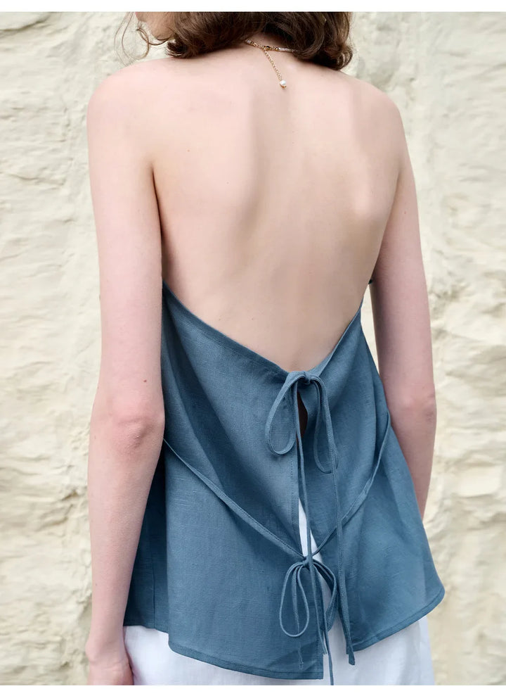 Duttini | Linen Halter Waistcoat Top for Women