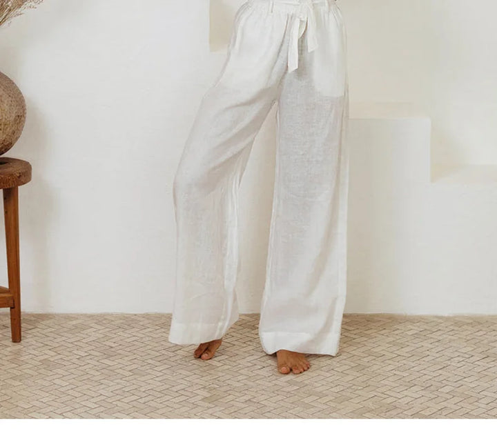 Duttini | Linen Wide Leg Pant for Women in Ruffle Style
