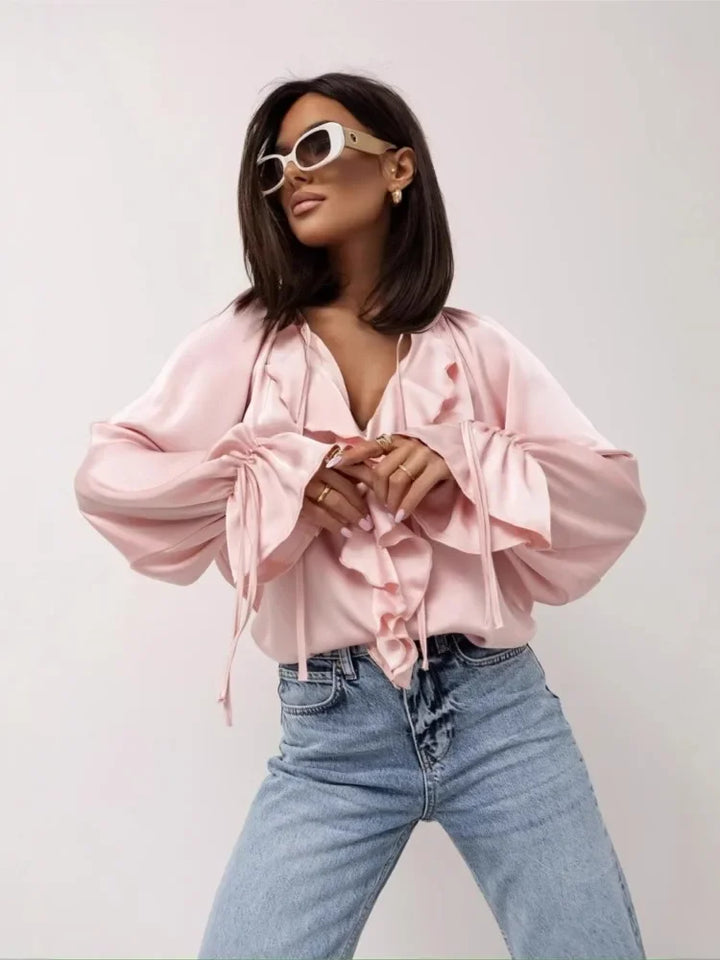 Duttini | Satin Ruffle Blouse for Women