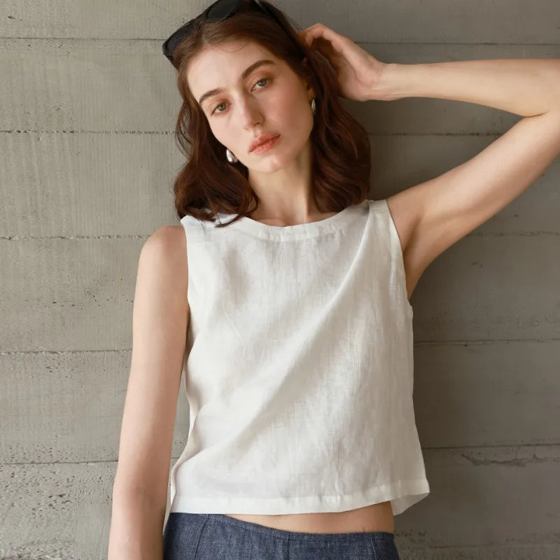 Duttini | Reversible Linen Crop Top for Women
