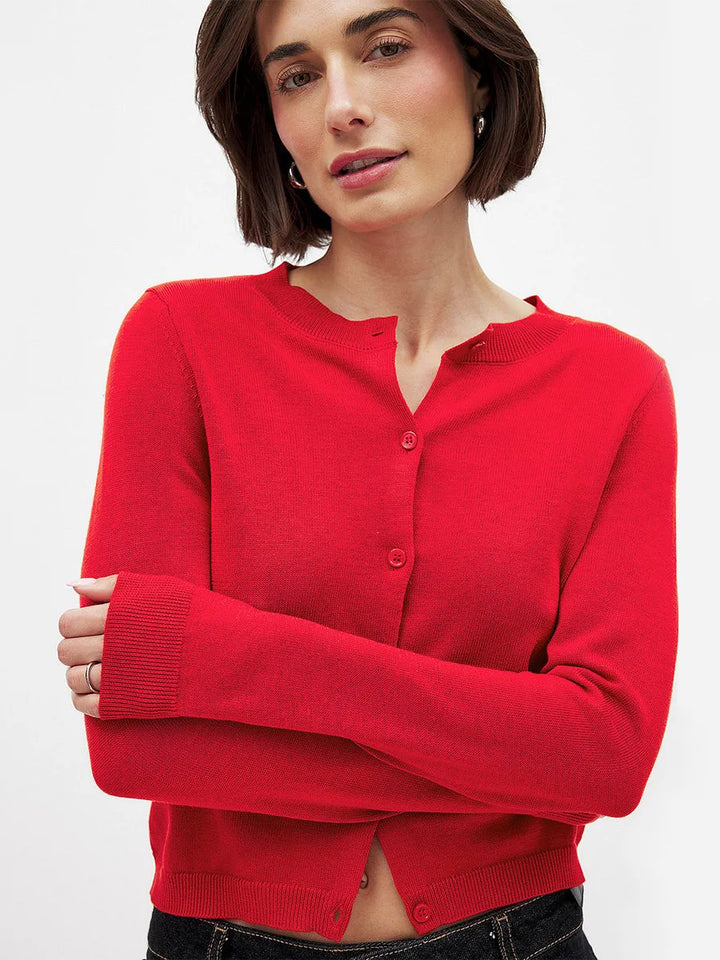 Duttini | Knit Button Cardigan for Women in Soft Fabric, Relaxed Fit, Cream Color