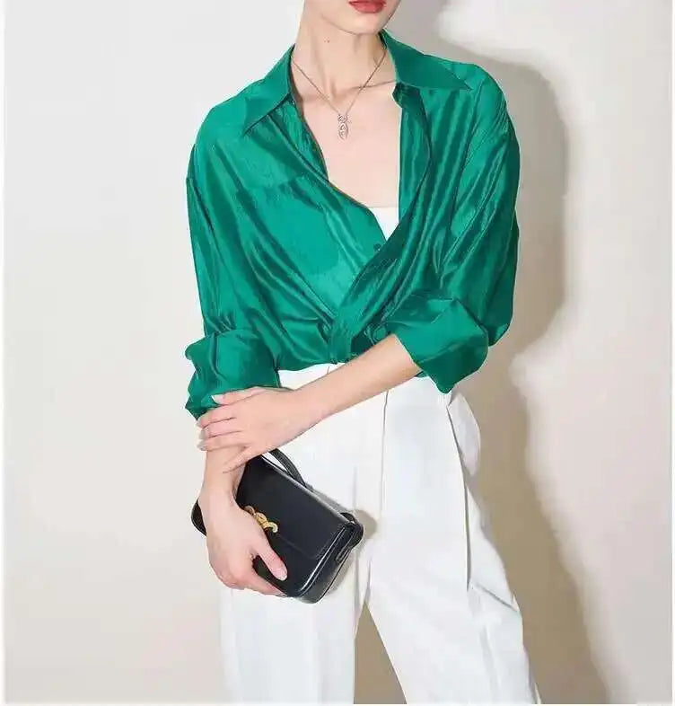Duttini | Silk Poplin Blouse for Women in Flowing Fit