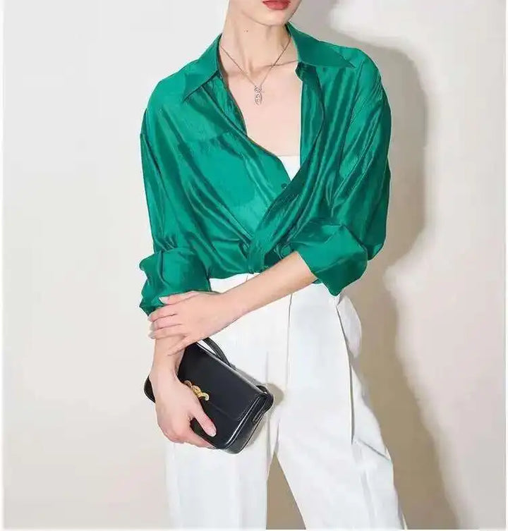 Duttini | Silk Poplin Blouse for Women in Flowing Fit