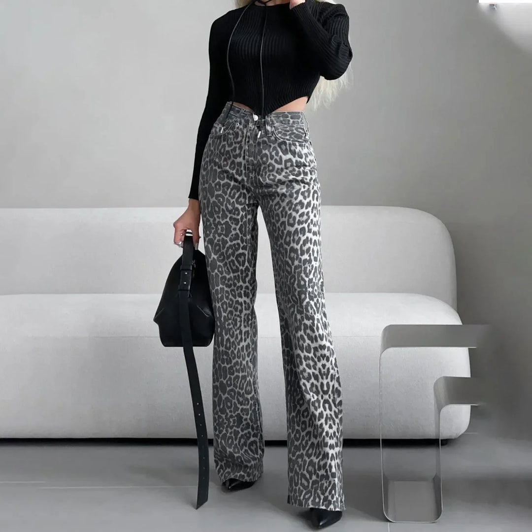 Duttini | Leopard Straight Jeans for Women