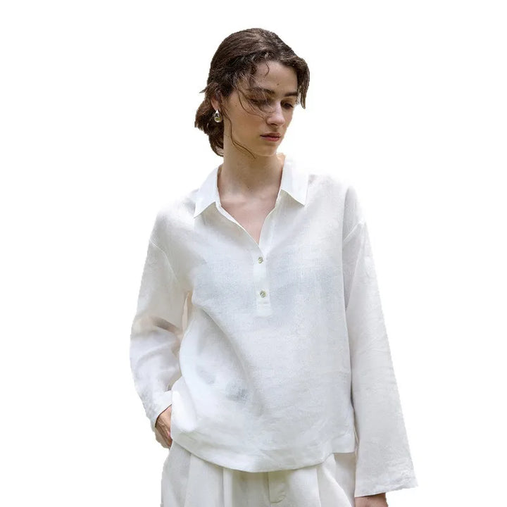 Duttini | Linen Pullover for Men with Polo Collar