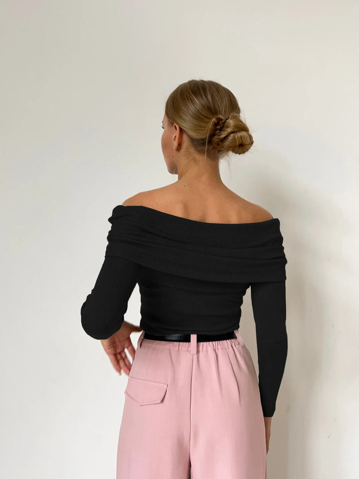 Duttini | Off-Shoulder Knit Top for Women in Black