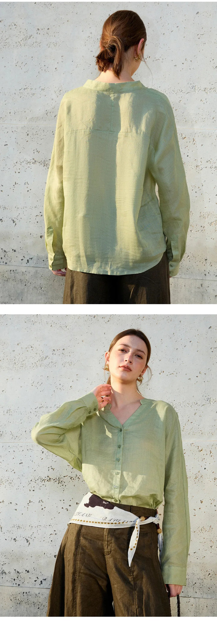 Duttini | Linen V-Neck Shirt for Women