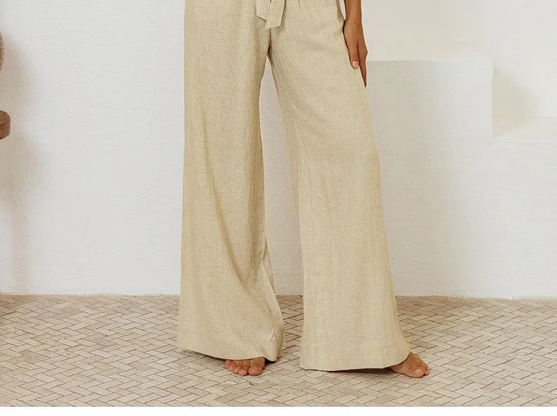 Duttini | Linen Wide Leg Pant for Women in Ruffle Style