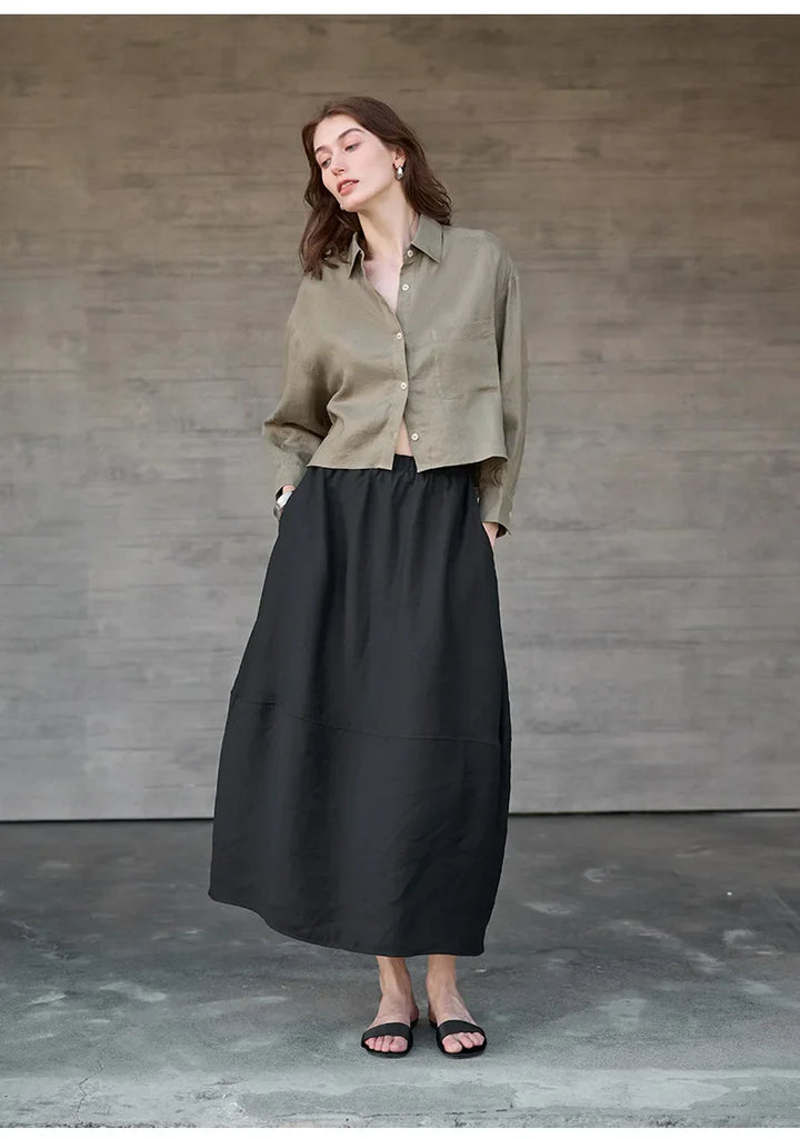 Duttini | Cropped Linen Overshirt for Women