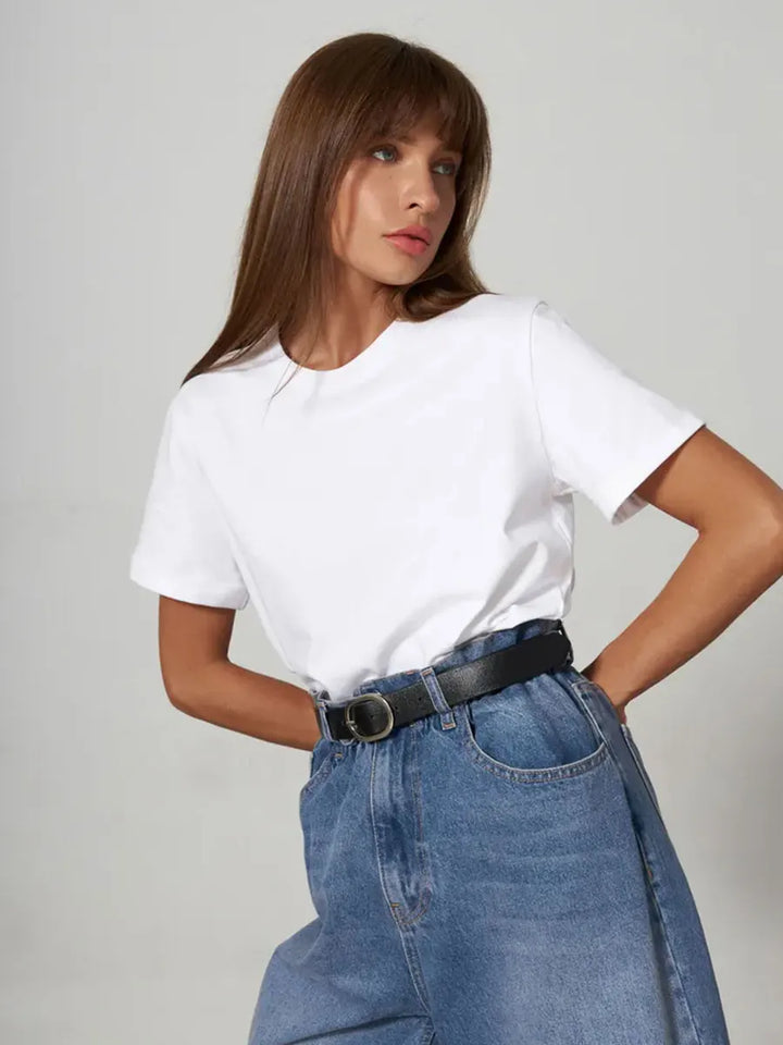 Duttini | Cotton Tee for Women in White, Casual Fit