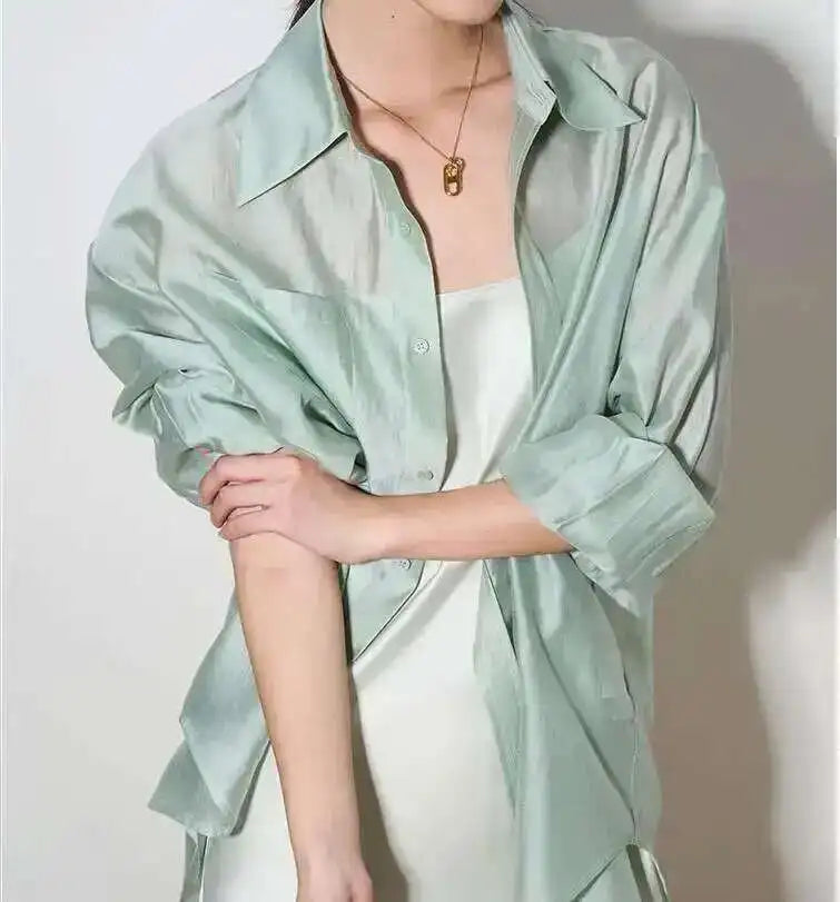 Duttini | Silk Poplin Blouse for Women in Flowing Fit